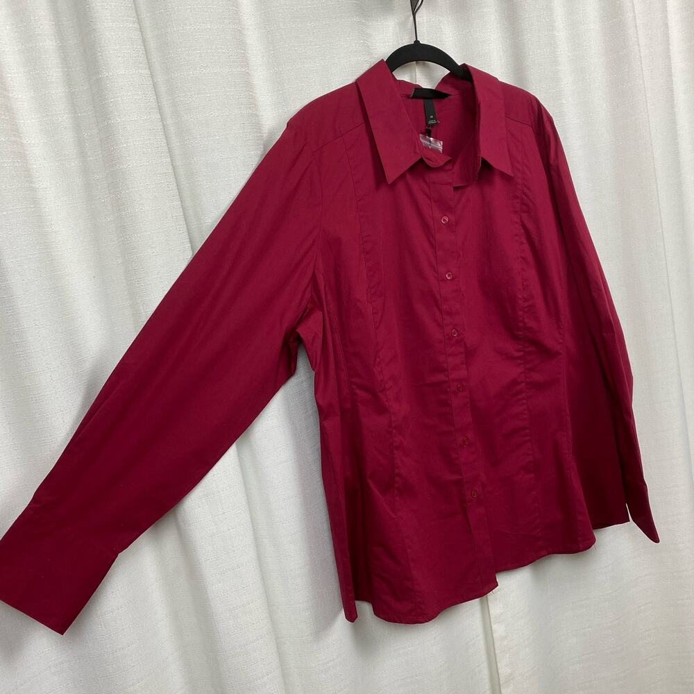 Lane Bryant Burgundy Red Long Sleeve Button Up Blouse Sz.20W NWT - Picture 5 of 13